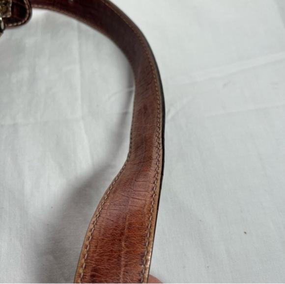 CELINE Brown Canvas & Crocodile Leather Hobo Bag - Picture 3 of 11